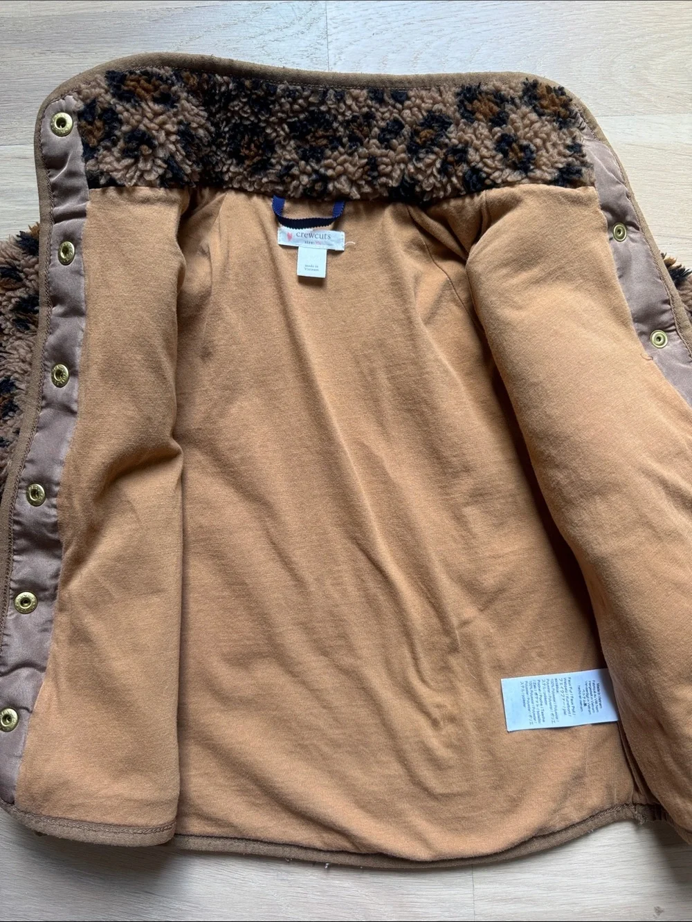 Girls’ Sherpa Jacket in Leopard Print - Size XS (4-5)